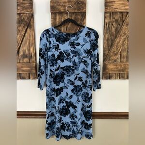 J.Jill Wearever Collection Navy and Light Blue Floral Dress Women’s XS Petite